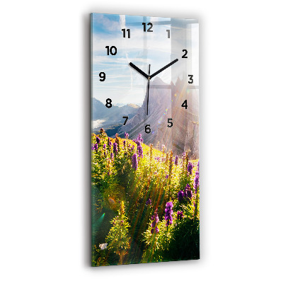 Horloge murale en verre rectangulaire Prairie de lavande