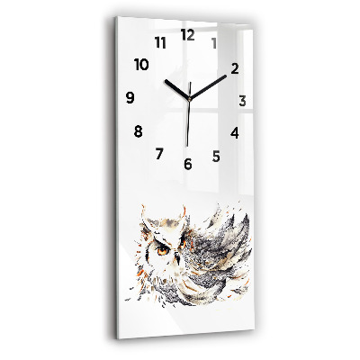 Horloge murale en verre rectangulaire Hibou, symbole de sagesse