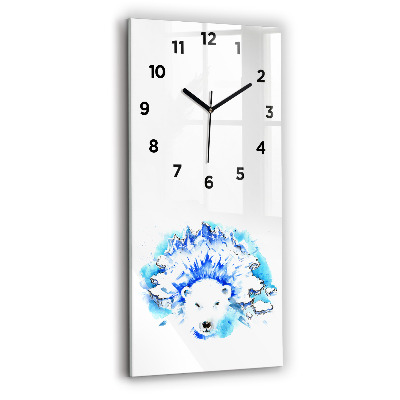 Horloge verticale en verre Ours sur fond de glace