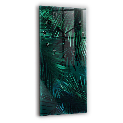 Horloge verticale en verre Feuilles tropicales