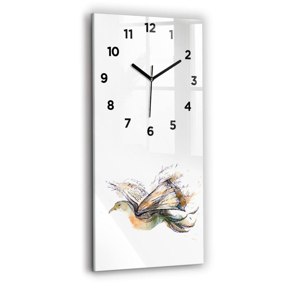 Horloge rectangulaire verticale Oiseau et livre