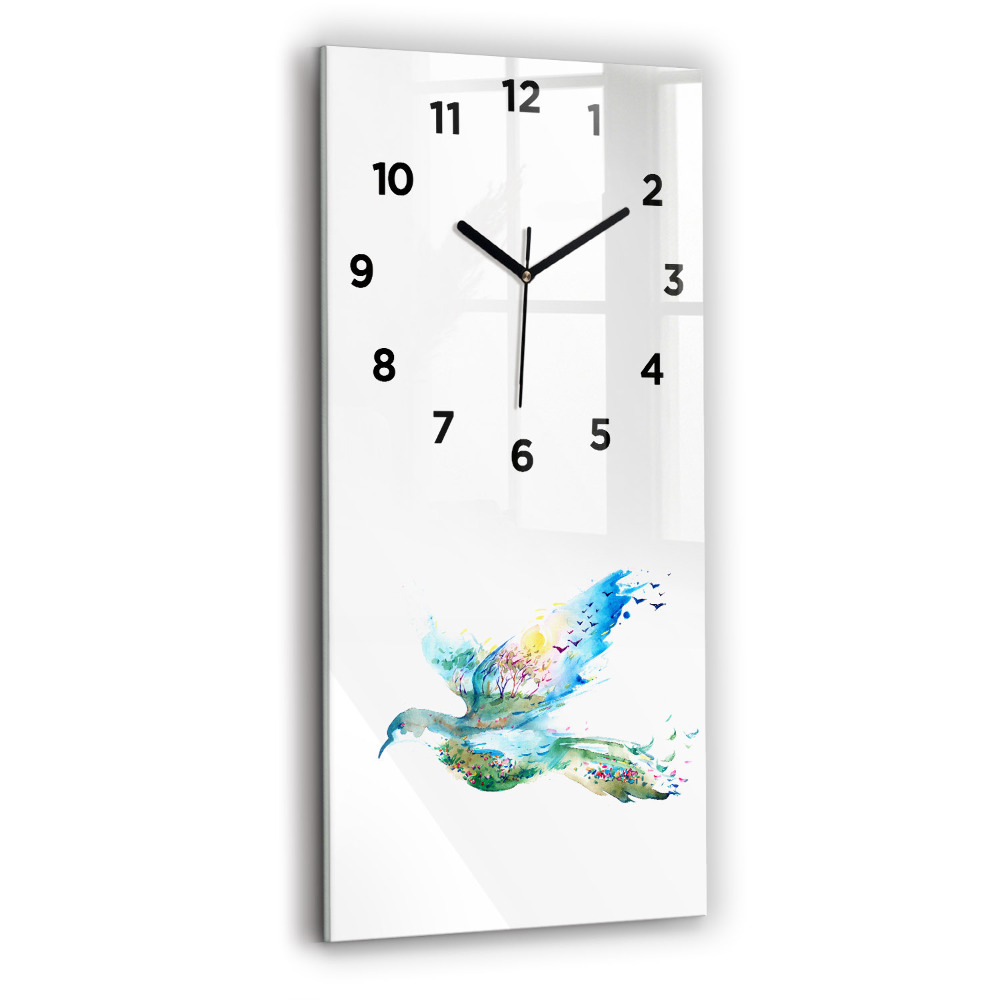 Horloge murale verticale Abstraction d'un oiseau et d'un printemps