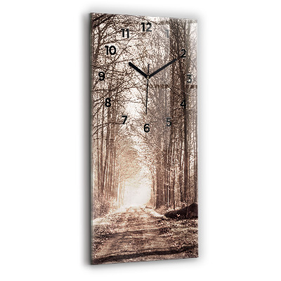 Horloge verticale en verre Chemin forestier en sépia