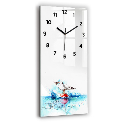 Horloge murale en verre rectangulaire Mouette peinte