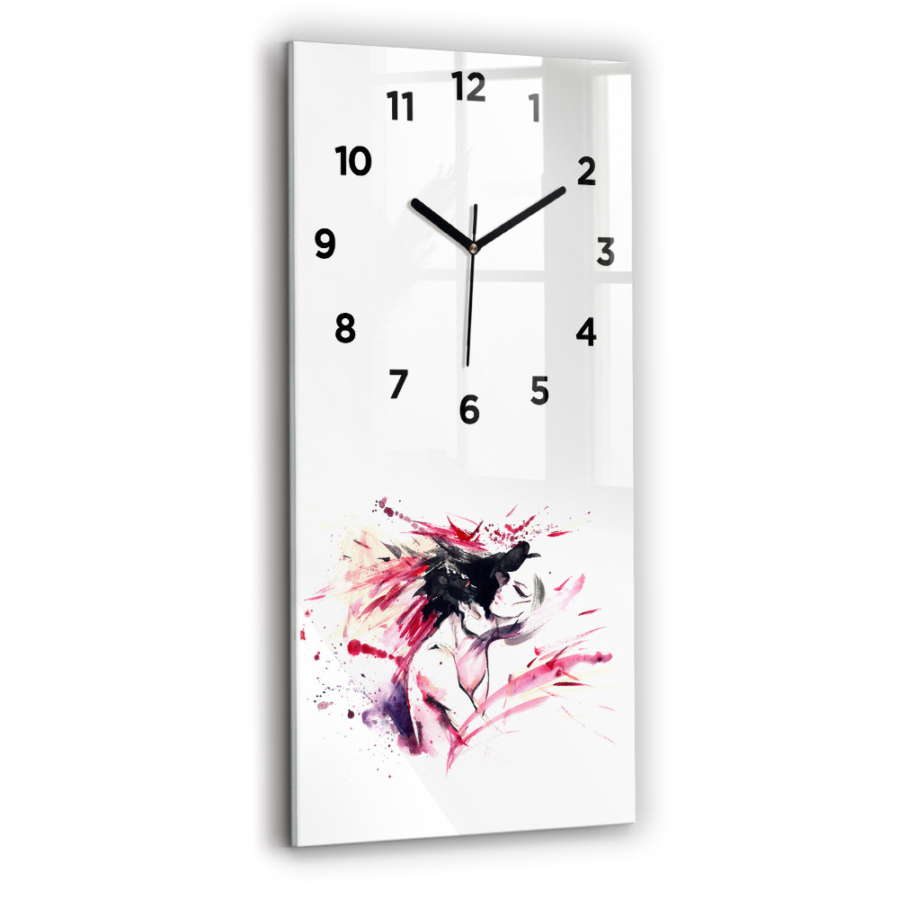 Horloge verticale en verre Amoureux abstrait