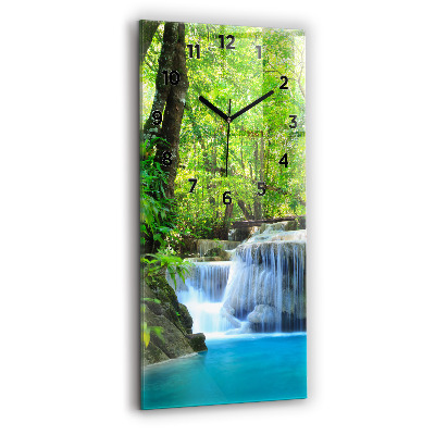 Horloge murale verticale Chute d'eau dans la forêt