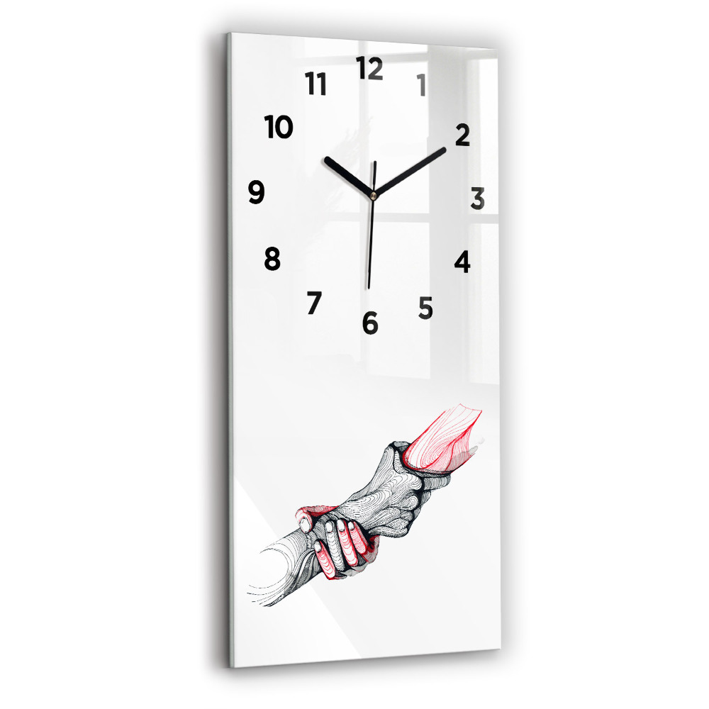 Horloge murale en verre rectangulaire Mains tendues