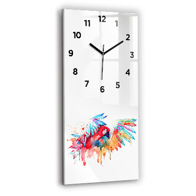 Horloge murale en verre rectangulaire Perroquet rouge coloré