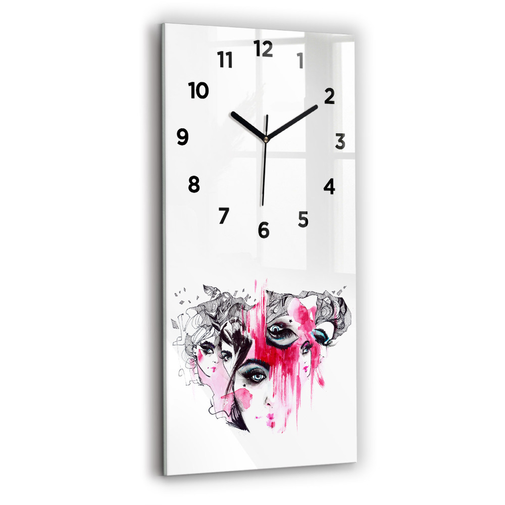 Horloge verticale en verre Abstraction aux multiples visages