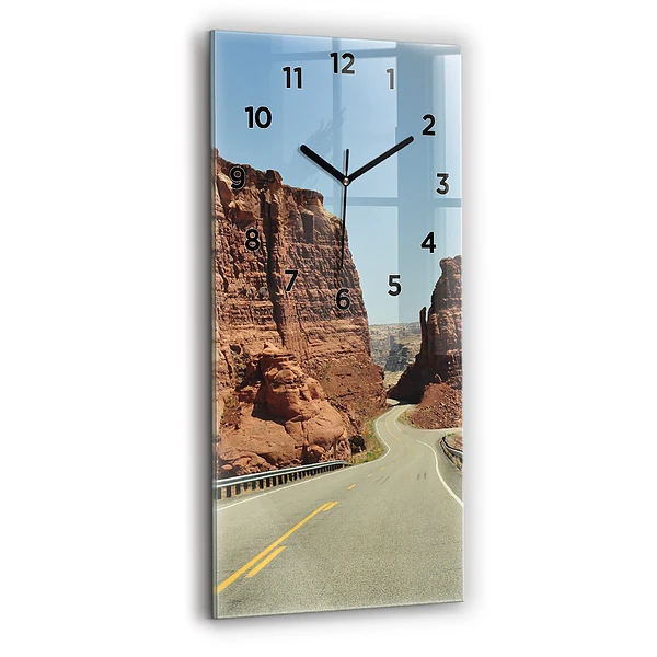 Horloge murale en verre rectangulaire Route 66 aux États-Unis