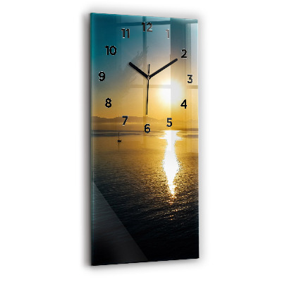 Horloge murale en verre rectangulaire Paysage de lever de soleil