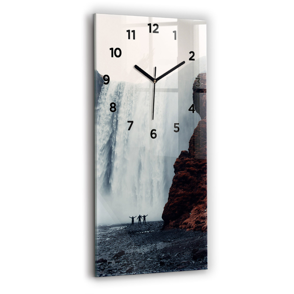 Horloge verticale en verre Paysage de cascade en Islande