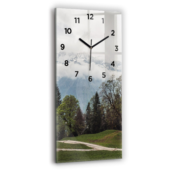 Horloge murale en verre rectangulaire Vue de la montagne