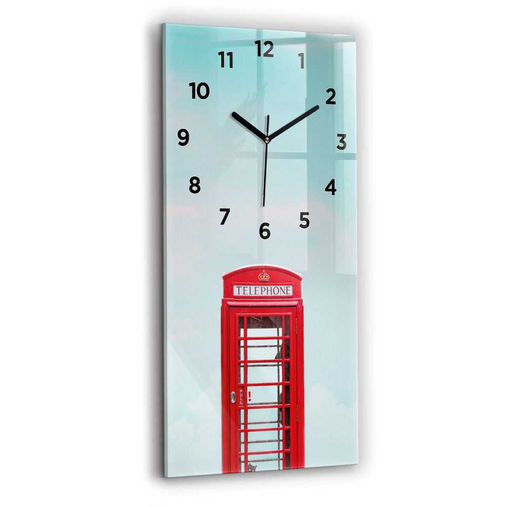 Horloge murale en verre rectangulaire Cabine téléphonique