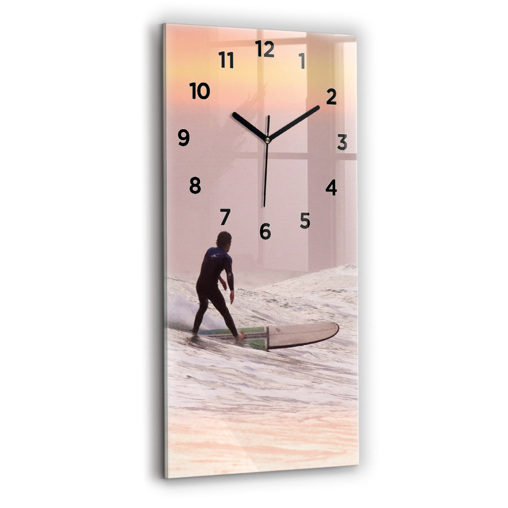 Horloge murale en verre rectangulaire Surfeur à Hawaï