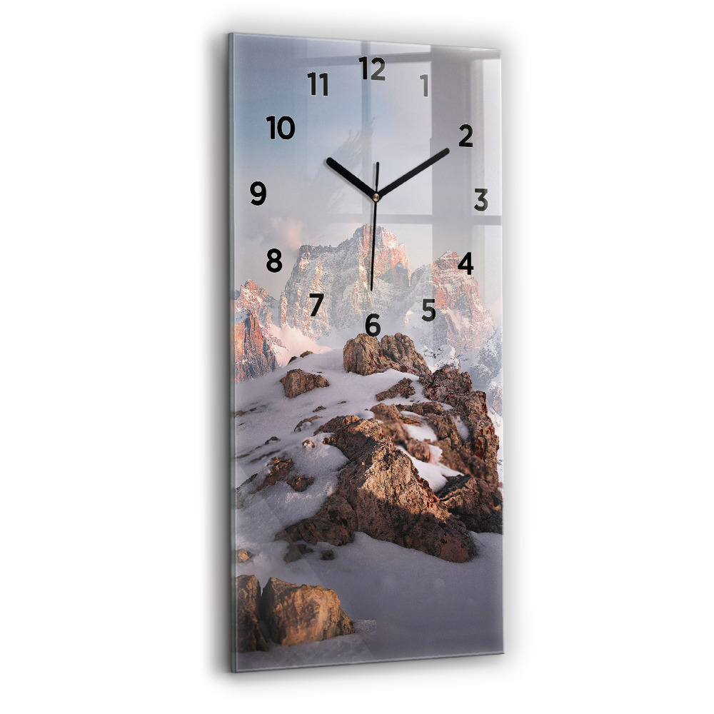 Horloge murale en verre rectangulaire Montagne enneigée