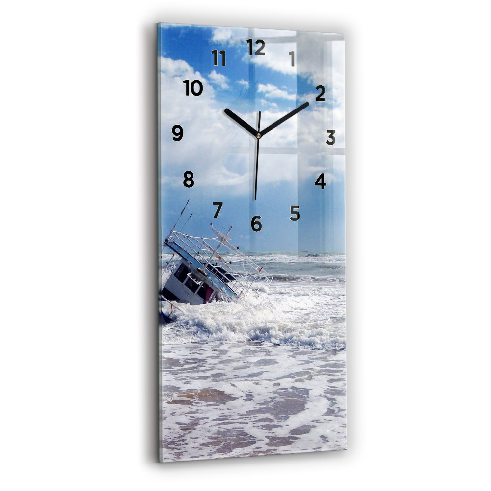 Horloge murale en verre rectangulaire Bateau coulé