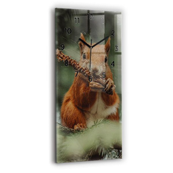 Horloge murale en verre rectangulaire Écureuil et animaux sauvages