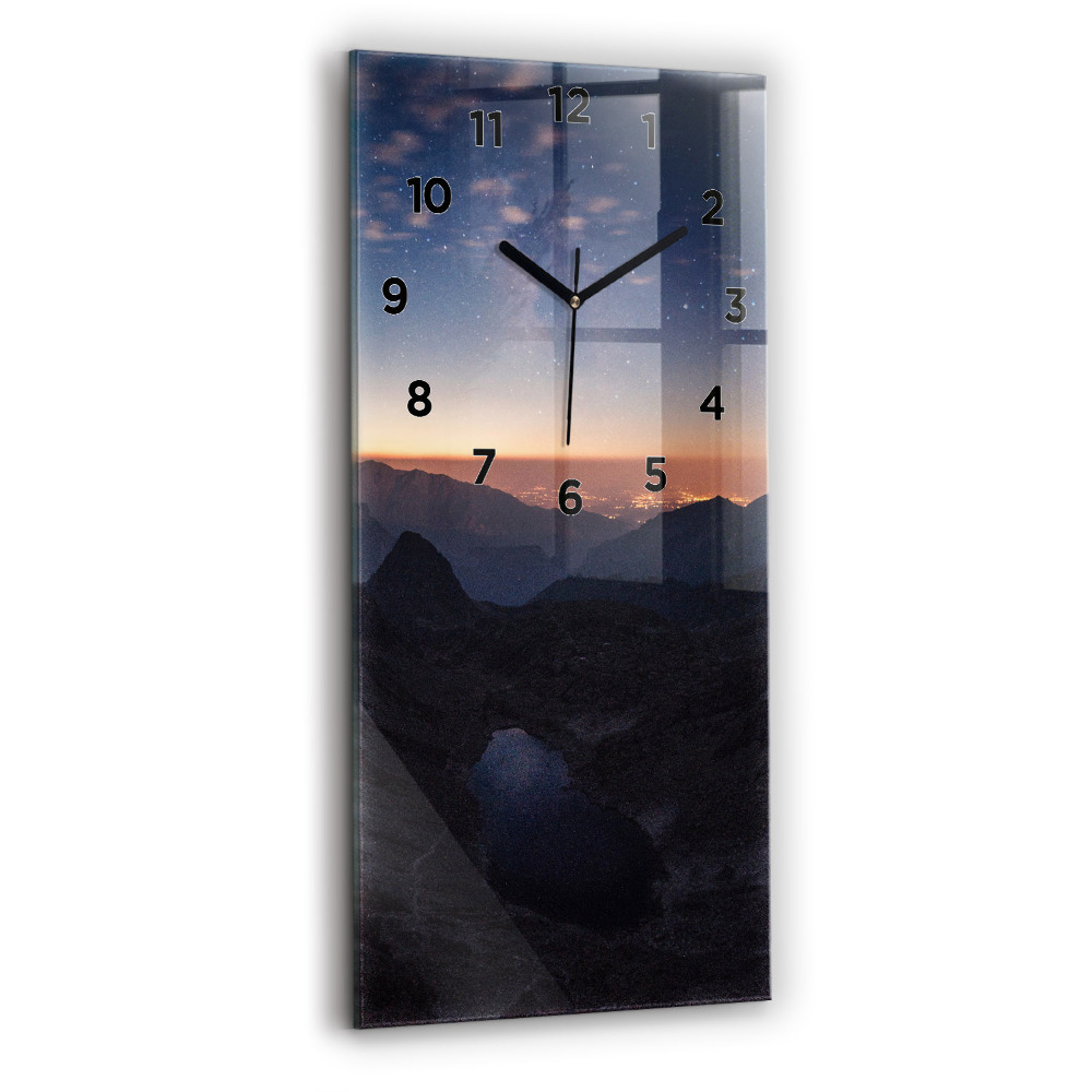 Horloge murale en verre rectangulaire Montagnes au coucher du soleil