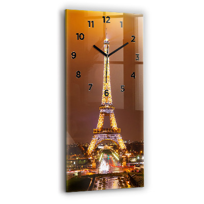 Horloge murale verticale Tour Eiffel illuminée
