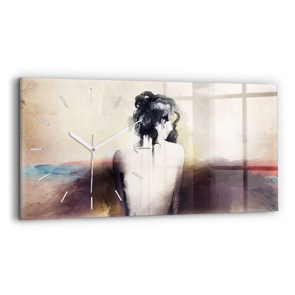 Horloge rectangulaire horizontale Portrait abstrait d'une femme