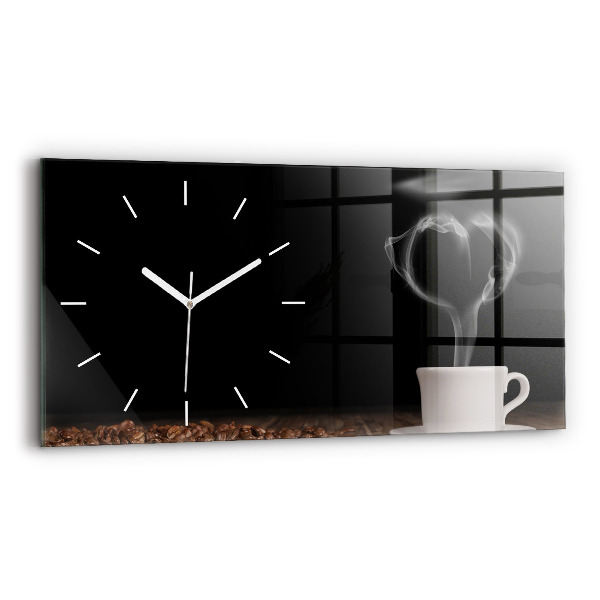 Horloge horizontale en verre Tasse de café chaud