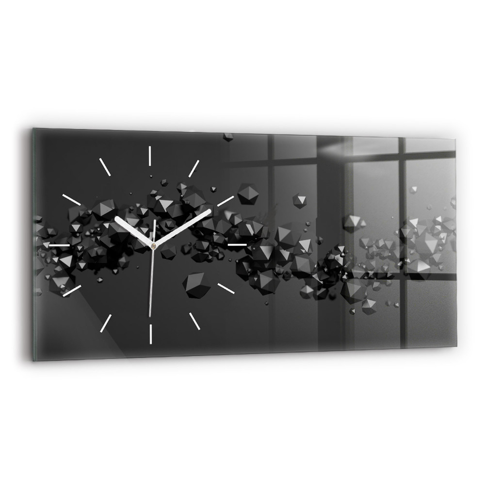 Horloge horizontale en verre Abstraction noire