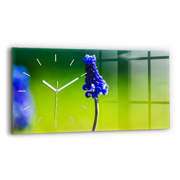 Horloge rectangulaire horizontale Fleurs bleues