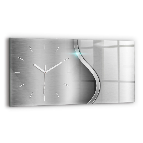 Horloge horizontale en verre Métal gris abstrait