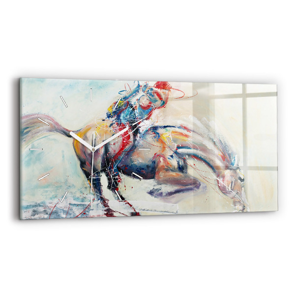 Horloge horizontale en verre Illustration de chevaux au galop