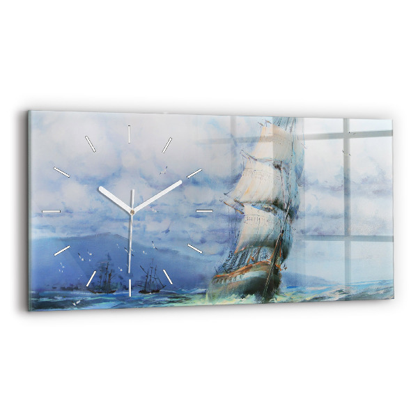 Horloge horizontale en verre Bateau sur l'eau