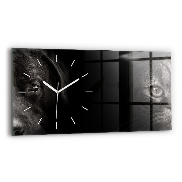 Horloge rectangulaire horizontale Chien et chat écossais