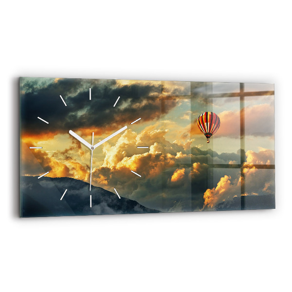 Horloge murale horizontale Vol en ballon dans les nuages