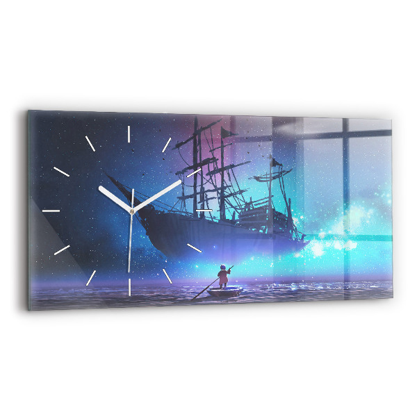 Horloge rectangulaire horizontale Voilier fantastique