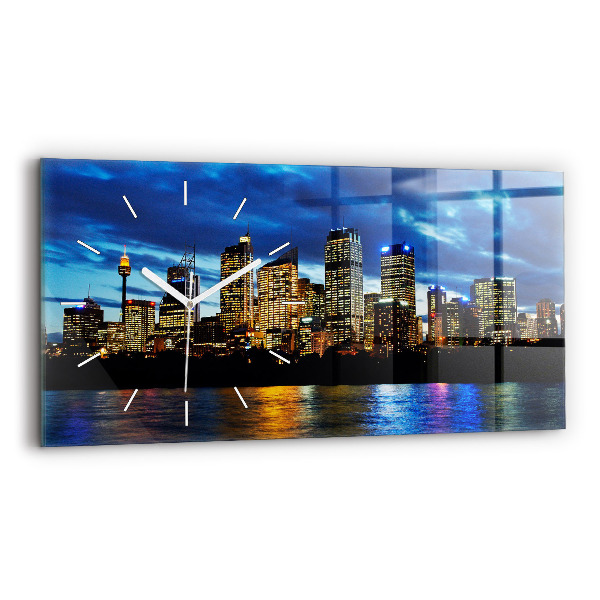 Horloge rectangulaire horizontale Sydney le soir