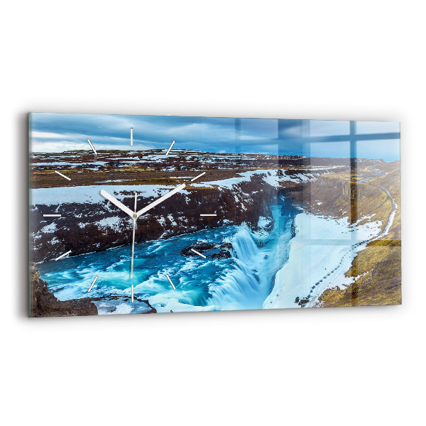 Horloge horizontale en verre Chute d'eau de Gullfoss en Islande