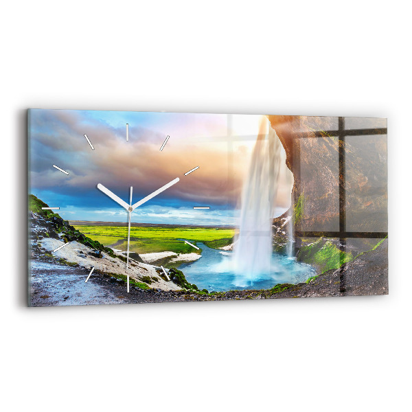 Horloge murale horizontale Chute d'eau en Islande