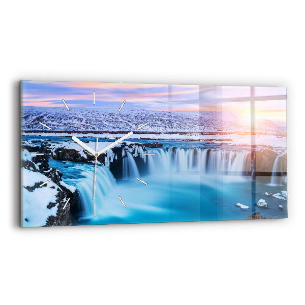 Horloge rectangulaire horizontale Chute d'eau de Godafoss Islande