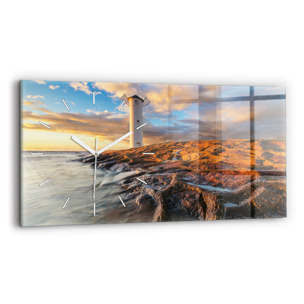 Horloge rectangulaire horizontale Phare et mer Baltique