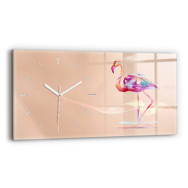 Horloge murale horizontale Illustration d'un flamant rose