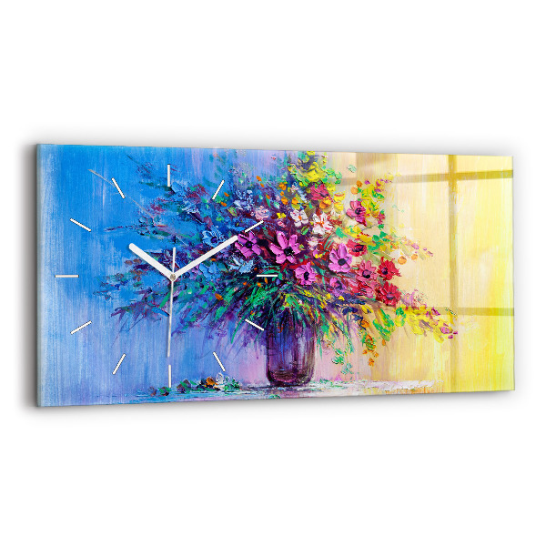 Horloge horizontale en verre Fleurs dans un vase