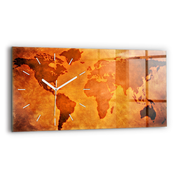 Horloge rectangulaire horizontale Grande carte du monde