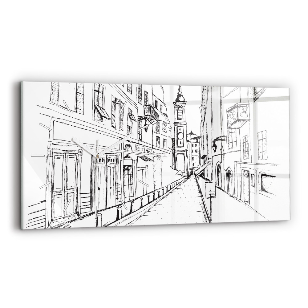 Horloge murale horizontale Dessin de ville Provence