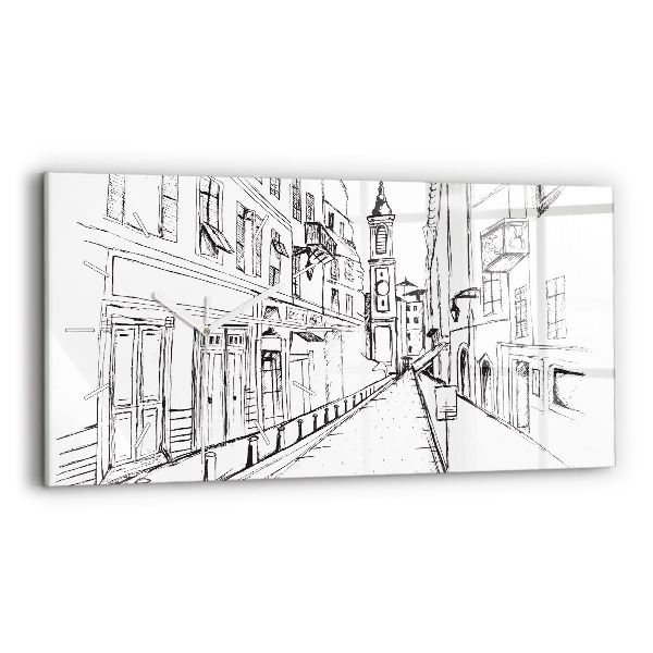 Horloge murale horizontale Dessin de ville Provence