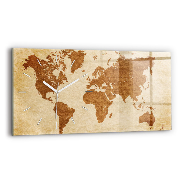 Horloge rectangulaire horizontale Carte du monde à l'ancienne