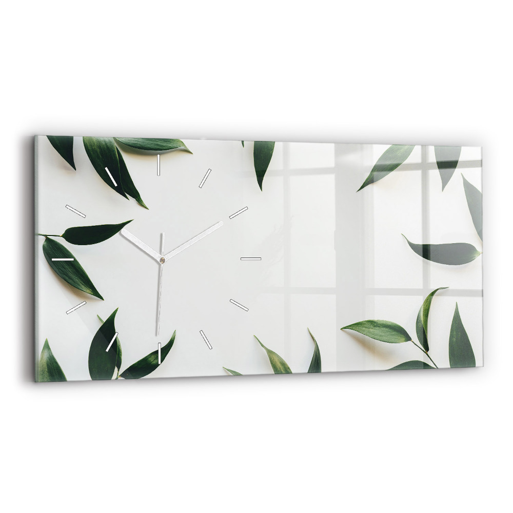 Horloge murale horizontale Cadre de feuilles