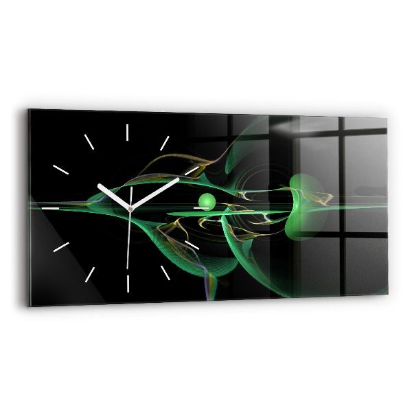 Horloge horizontale en verre Abstraction verte