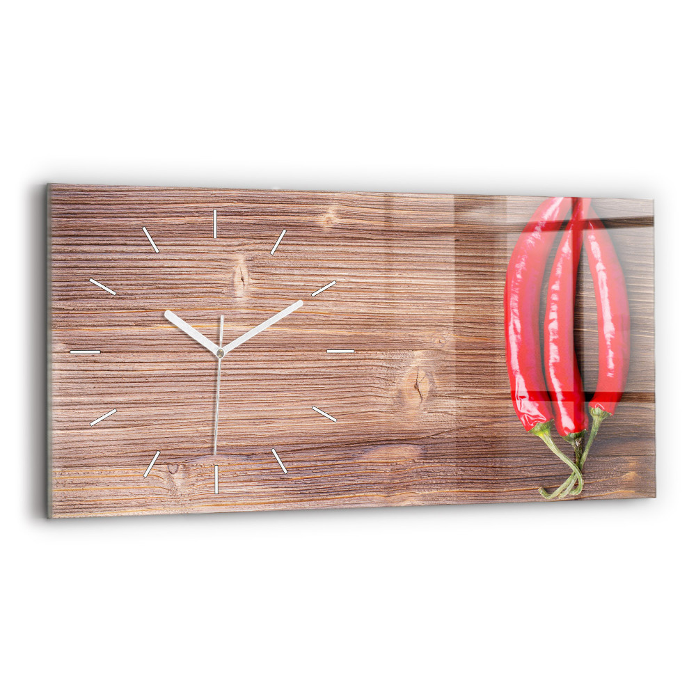 Horloge horizontale en verre Paprika