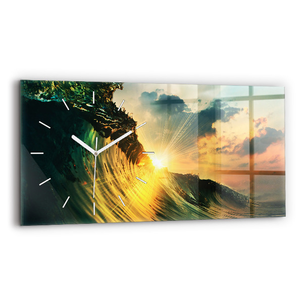 Horloge rectangulaire horizontale Perspective de vague Coucher de soleil