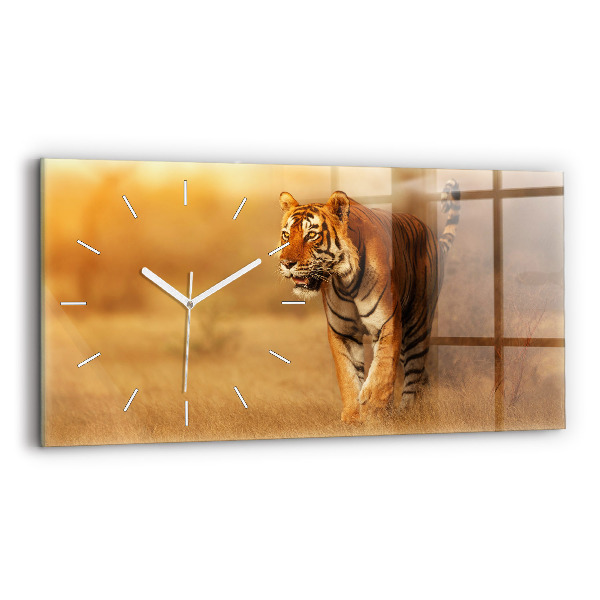 Horloge horizontale en verre Chasse au tigre